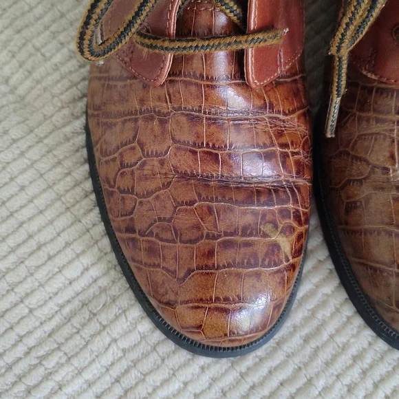 ARIAT Croc Embossed Leather Lace Up Boots Women's 8B - Picture 3 of 15